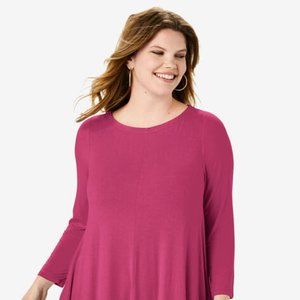 Boatneck Swing Drape Tunic - Berry